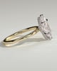 Claire - Marquise Claw Solitaire with Wrap Around Hidden Halo Engagement Ring - 18k Yellow Gold / 18k White Gold