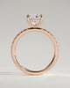 Claudia  Cushion Solitaire with Hidden Halo and Pave - 18k Rose Gold
