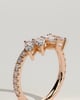 Cleo - Pear Round Accent Stone with Curved Pave Band Wedding Ring - 18k Rose Gold