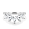 Cleo - Accent Stones Curved Wedding Ring - 18k White Gold