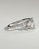 Cleo - Pear Round Accent Stone with Curved Pave Band Wedding Ring - 18k White Gold