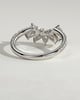 Cleo - Pear Round Accent Stone with Curved Pave Band Wedding Ring - 18k White Gold