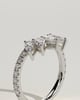 Cleo - Pear Round Accent Stone with Curved Pave Band Wedding Ring - 18k White Gold