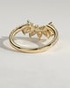 Cleo - Pear Round Accent Stone with Curved Pave Band Wedding Ring - 18k Yellow Gold