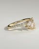 Cleo - Pear Round Accent Stone with Curved Pave Band Wedding Ring - 18k Yellow Gold