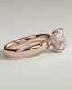 Cora - Elongated Cushion 4 Claw Solitaire with Cigar Band and Hidden Halo Engagement Ring - 18k Rose Gold High Setting
