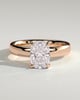 Cora - Elongated Cushion 4 Claw Solitaire with Cigar Band and Hidden Halo Engagement Ring - 18k Rose Gold High Setting