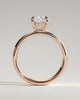 Cora - Elongated Cushion 4 Claw Solitaire with Cigar Band and Hidden Halo Engagement Ring - 18k Rose Gold High Setting