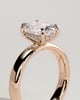 Cora - Elongated Cushion 4 Claw Solitaire with Cigar Band and Hidden Halo Engagement Ring - 18k Rose Gold High Setting