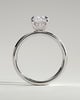 Cora - Elongated Cushion 4 Claw Solitaire with Cigar Band and Hidden Halo Engagement Ring - 18k White Gold High Setting