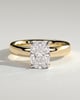 Cora - Elongated Cushion 4 Claw Solitaire with Cigar Band and Hidden Halo Engagement Ring - 18k Yellow Gold / 18k White Gold High Setting
