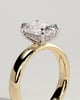 Cora - Elongated Cushion 4 Claw Solitaire with Cigar Band and Hidden Halo Engagement Ring - 18k Yellow Gold / 18k White Gold High Setting