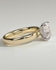 Cora - Elongated Cushion 4 Claw Solitaire with Cigar Band and Hidden Halo Engagement Ring - 18k Yellow Gold / 18k White Gold High Setting