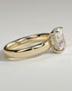 Cora - Elongated Cushion 4 Claw Solitaire with Cigar Band and Hidden Halo Engagement Ring - 18k Yellow Gold Low Setting