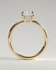 Cora - Elongated Cushion 4 Claw Solitaire with Cigar Band and Hidden Halo Engagement Ring - 18k Yellow Gold Low Setting