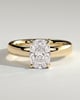 Cora - Elongated Cushion 4 Claw Solitaire with Cigar Band and Hidden Halo Engagement Ring - 18k Yellow Gold Low Setting
