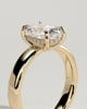 Cora - Elongated Cushion 4 Claw Solitaire with Cigar Band and Hidden Halo Engagement Ring - 18k Yellow Gold Low Setting