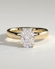Cora - Elongated Cushion Solitaire with Cigar Band and Hidden Halo - 18k Yellow Gold