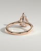 Courtney - Pear Claw Solitaire with Hidden Halo, Tapered Band and Cathedral High Setting Engagement Ring - 18k Rose Gold