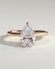 Courtney - Pear Claw Solitaire with Hidden Halo, Tapered Band and Cathedral High Setting Engagement Ring - 18k Rose Gold