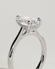 Courtney - Pear Claw Solitaire with Hidden Halo, Tapered Band and Cathedral High Setting Engagement Ring - 18k White Gold
