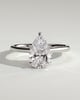Courtney - Pear Claw Solitaire with Hidden Halo, Tapered Band and Cathedral High Setting Engagement Ring - 18k White Gold