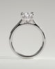 Courtney - Pear Claw Solitaire with Hidden Halo, Tapered Band and Cathedral High Setting Engagement Ring - 18k White Gold