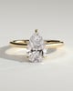 Courtney - Pear Claw Solitaire with Hidden Halo, Tapered Band and Cathedral High Setting Engagement Ring - 18k Yellow Gold