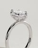Cynthia - Classic Elongated Hexagon Claw Solitaire Engagement Ring - 18k White Gold