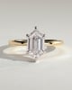 Cynthia - Classic Elongated Hexagon Claw Solitaire Engagement Ring - 18k Yellow Gold / 18k White Gold
