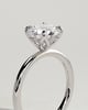 Dahlia - Round 4 Claw Solitaire with Petal Gallery and Accented Tiara Detail Engagement Ring - 18k White Gold