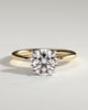 Dahlia - Round 4 Claw Solitaire with Petal Gallery and Accented Tiara Detail Engagement Ring - 18k Yellow Gold / 18k White Gold