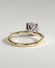 Dahlia - Round 4 Claw Solitaire with Petal Gallery and Accented Tiara Detail Engagement Ring - 18k Yellow Gold / 18k White Gold