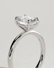 Daisy - Classic Oval Claw Solitaire Engagement Ring - 18k White Gold High Setting