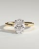 Daisy - Classic Oval Claw Solitaire Engagement Ring - 18k Yellow Gold / 18k White Gold High Setting