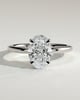 Daisy  Oval Solitaire - 18k White Gold Low Setting