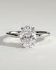 Daisy - Classic Oval Claw Solitaire Engagement Ring - 18k White Gold Low Setting