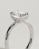 Daisy - Classic Oval Claw Solitaire Engagement Ring - 18k White Gold Low Setting