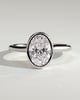 Daphne - Oval Solitaire with Cathedral Bezel Setting - 18k White Gold