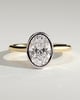 Daphne - Oval Solitaire with Cathedral Bezel Setting - 18k Yellow Gold / 18k White Gold