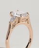 Davina - Emerald Claw Trilogy with Pear Side Stones and Cathedral Setting Engagement Ring - 18k Rose Gold