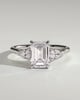 Davina - Emerald Claw Trilogy with Pear Side Stones and Cathedral Setting Engagement Ring - 18k White Gold