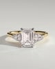Davina - Emerald Claw Trilogy with Pear Side Stones and Cathedral Setting Engagement Ring - 18k Yellow Gold / 18k White Gold