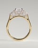 Davina - Emerald Claw Trilogy with Pear Side Stones and Cathedral Setting Engagement Ring - 18k Yellow Gold / 18k White Gold
