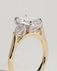 Davina - Emerald Claw Trilogy with Pear Side Stones and Cathedral Setting Engagement Ring - 18k Yellow Gold / 18k White Gold