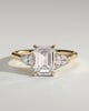 Davina - Emerald Claw Trilogy with Pear Side Stones and Cathedral Setting Engagement Ring - 18k Yellow Gold