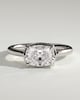 Daya - Elongated Cushion East West Bezel Frame Solitaire with Claws - 18k White Gold
