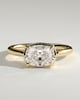 Daya - Elongated Cushion East West Bezel Frame Solitaire with Claws - 18k Yellow Gold