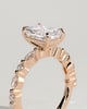 Dayna - Radiant Claw Solitaire with Marquise and Round Accent Stones Engagement Ring - 18k Rose Gold