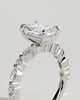 Dayna - Radiant Claw Solitaire with Marquise and Round Accent Stones Engagement Ring - 18k White Gold